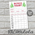 Christmas Tree Bunco Score Card Score Sheet Winter Bunko