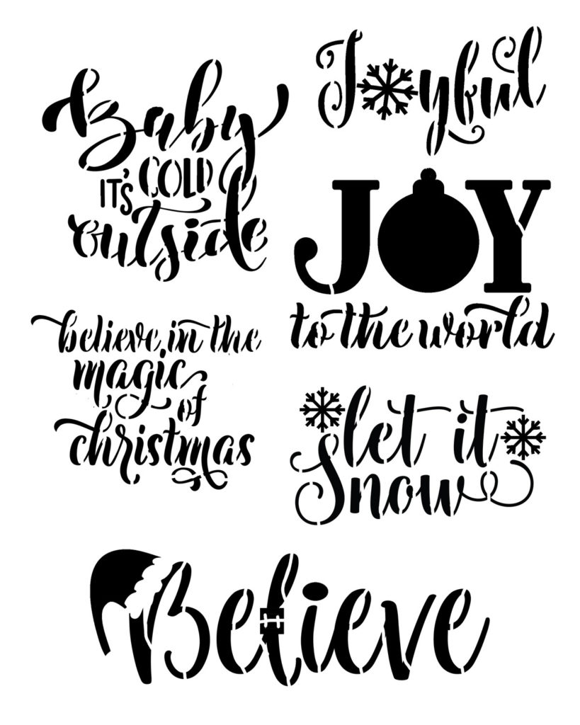 Christmas Words Joyful Stencil