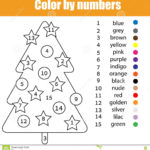 Coloring Page With Christmas Tree Color By Numbers Stock