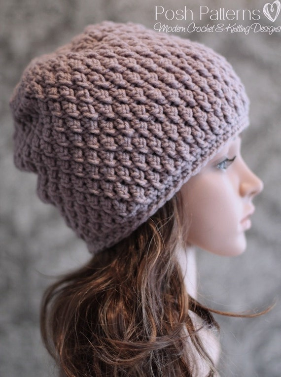 Crochet PATTERN Crochet Slouchy Hat Pattern By PoshPatterns