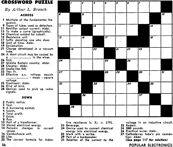 Crossword Puzzle December 1957 Popular Electronics RF Cafe