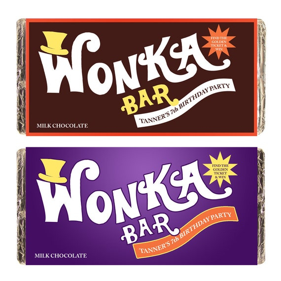 CUSTOM WONKA BAR Hershey Label Lindt Printable Digital