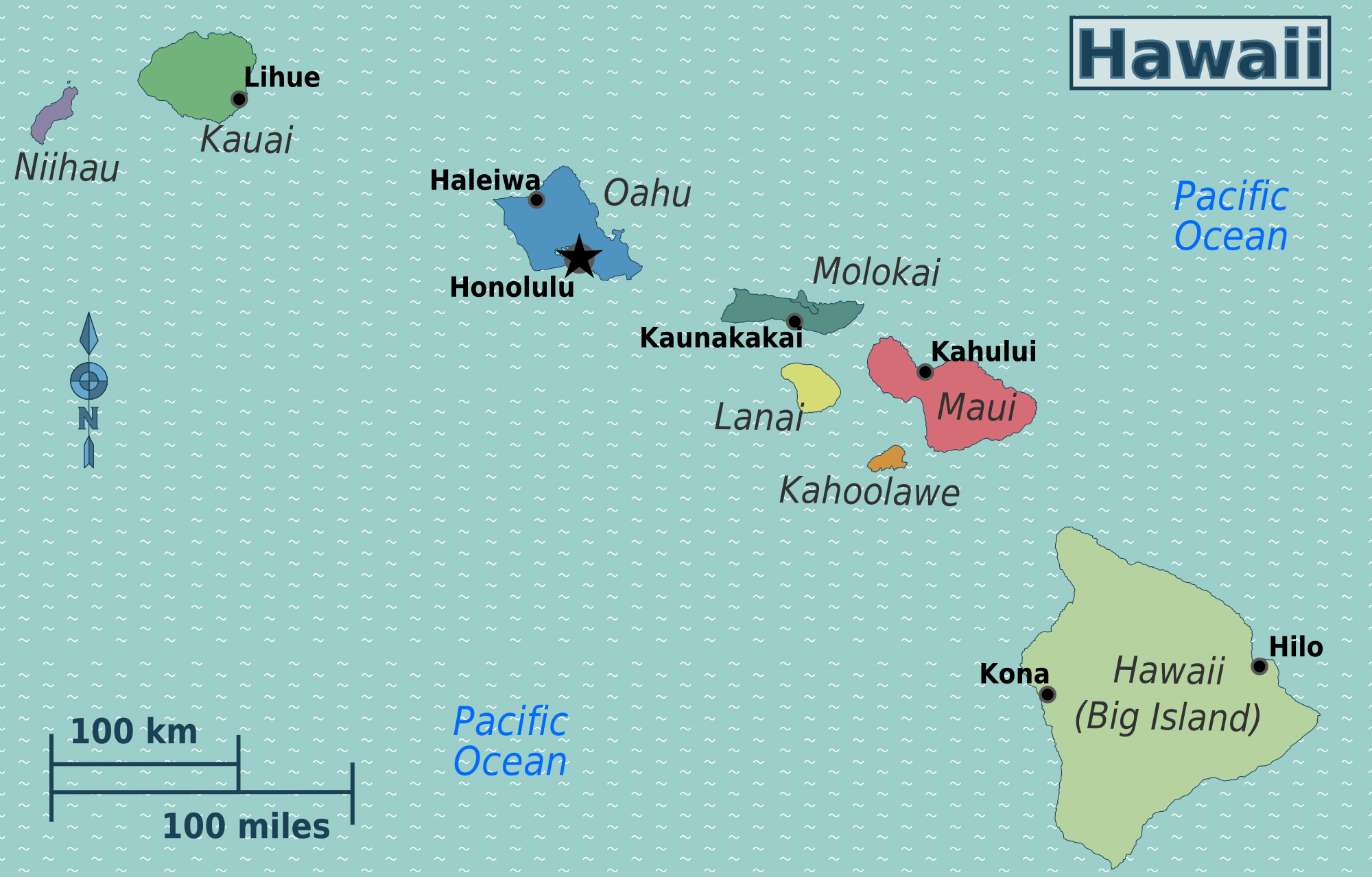 Detailed Regions Map Of Hawaii Hawaii Detailed Regions 
