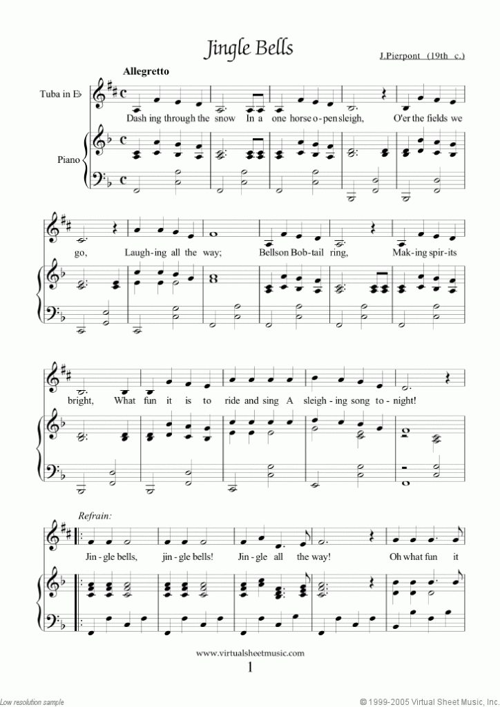 Easy Christmas Tuba In Eb Sheet Music Songs Printable PDF