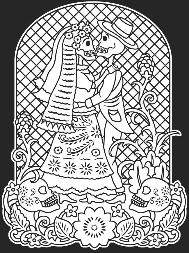 El Dia De Los Muertos Skulls Coloring Pages Coloring Home