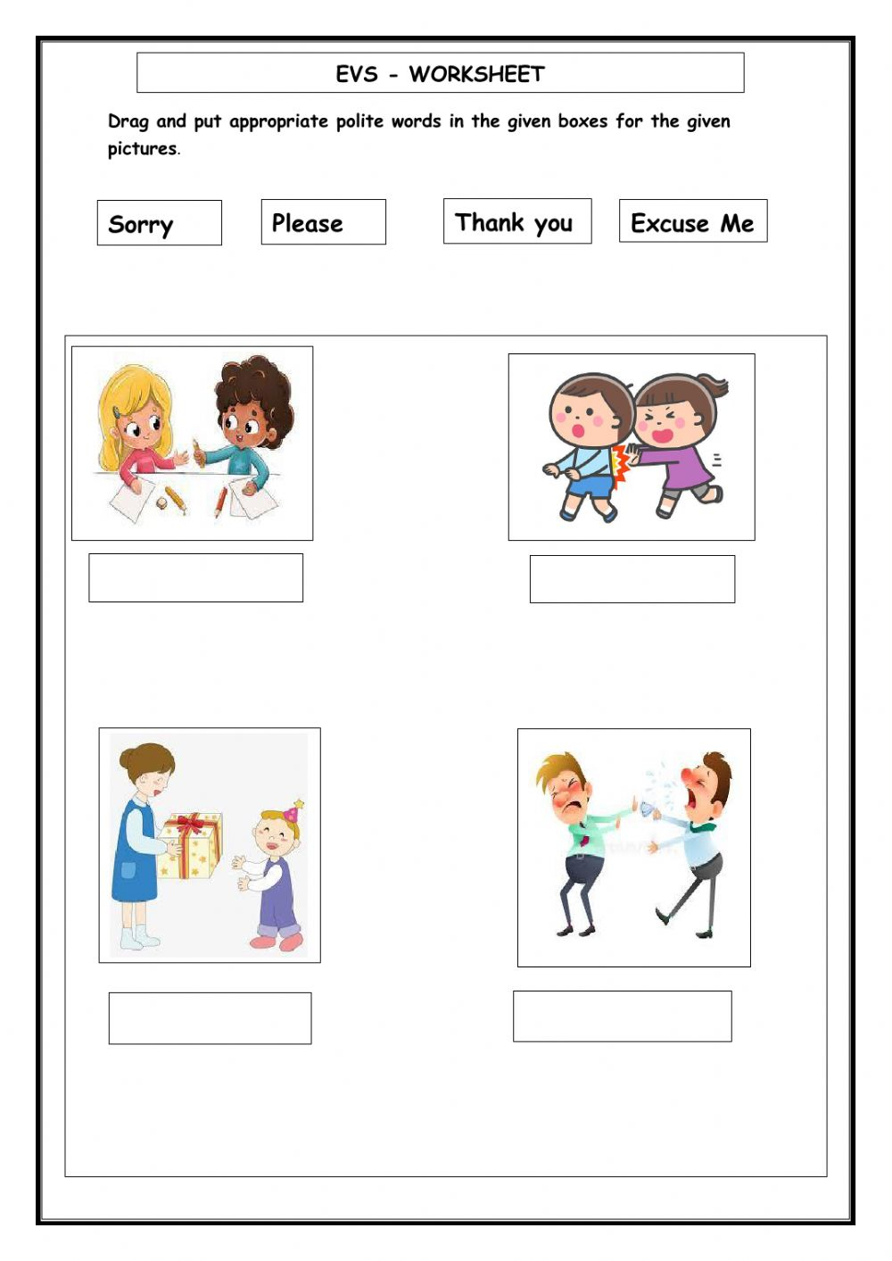 EVS Good Manners Worksheet