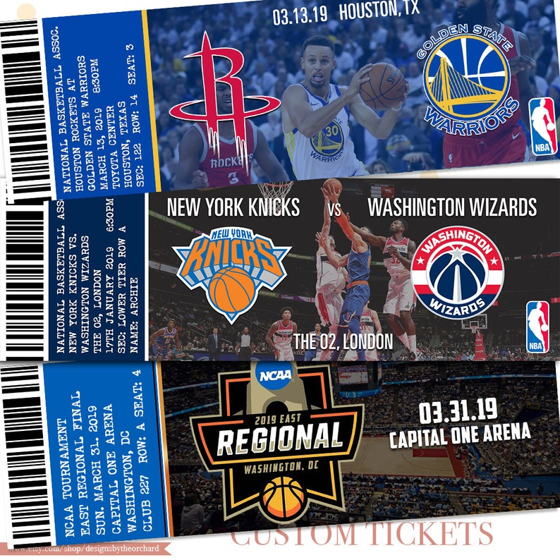Fake Basketball NBA Game Tickets YOU PRINT Sports 