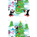 Find 7 Differences Christmas Tree Snowman And Penguins