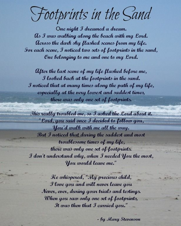 Footprints In The Sand Poem Footprints In The Sand Poem 