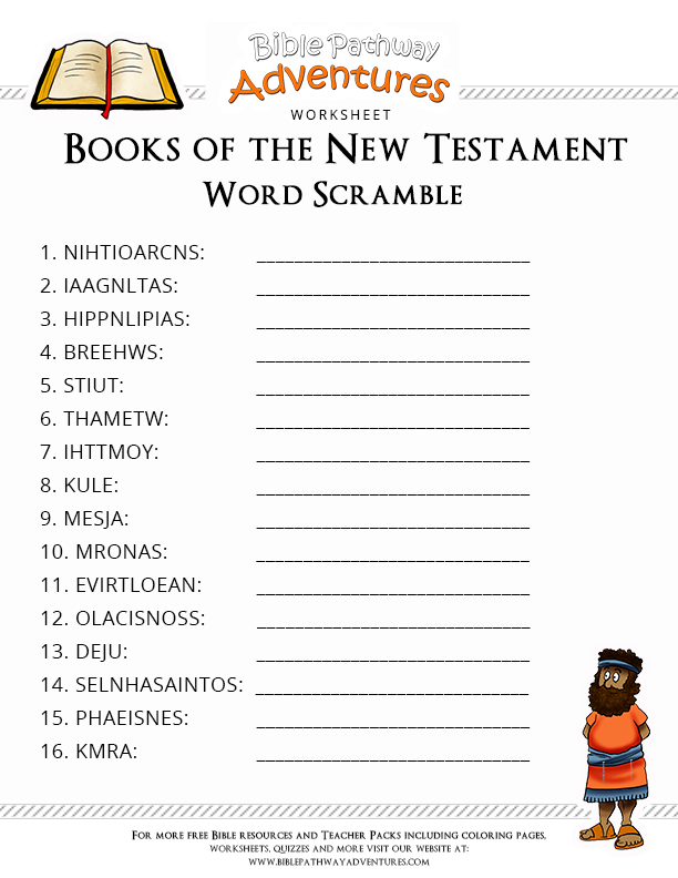 Free Bible Worksheet Books Of The New Testament New 