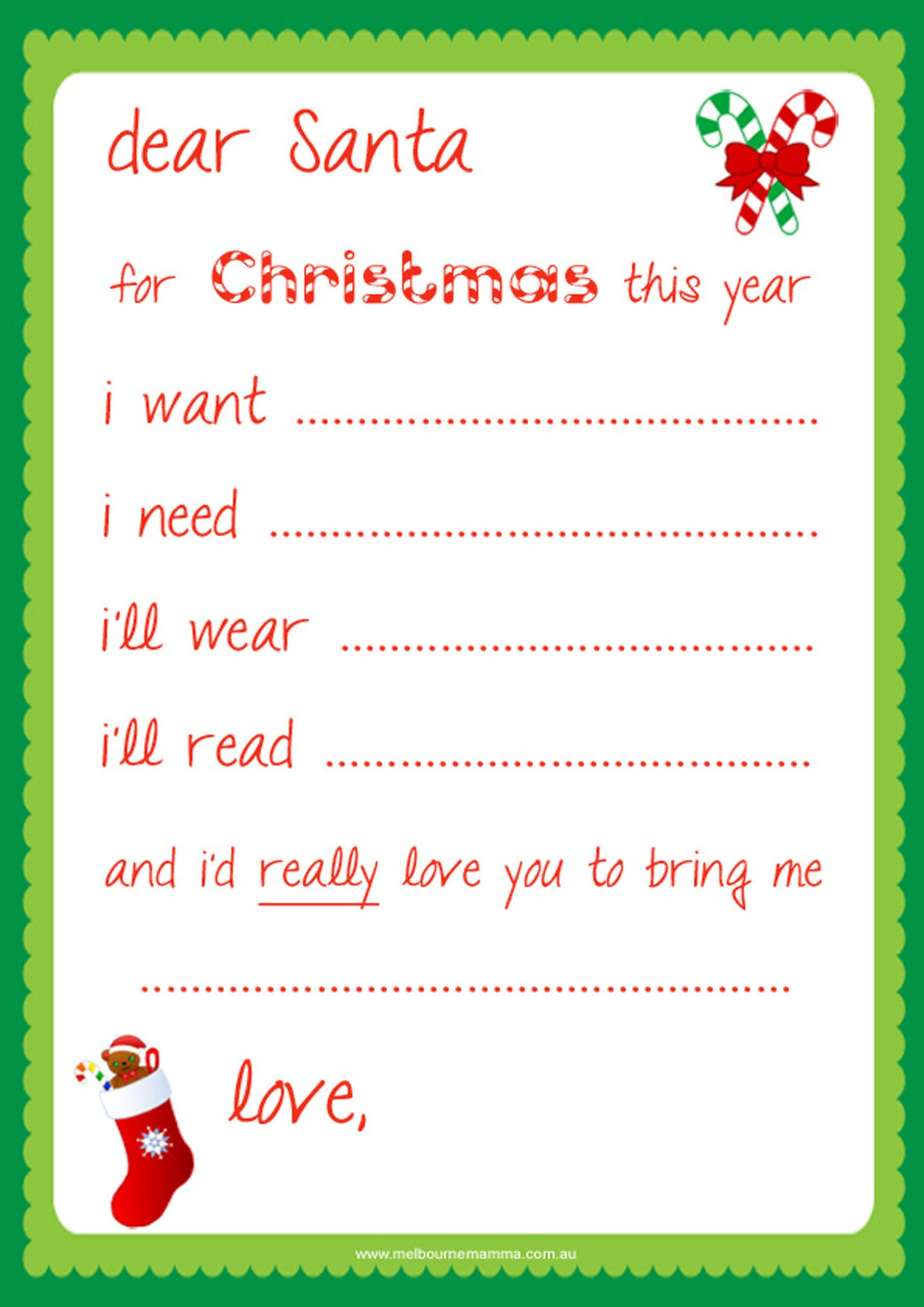 Free Dear Santa Printable Santa Letter This Might Help 