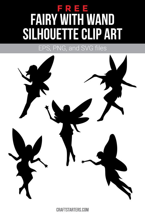 Free Fairy With Wand Silhouette Clip Art Fairy Stencil 