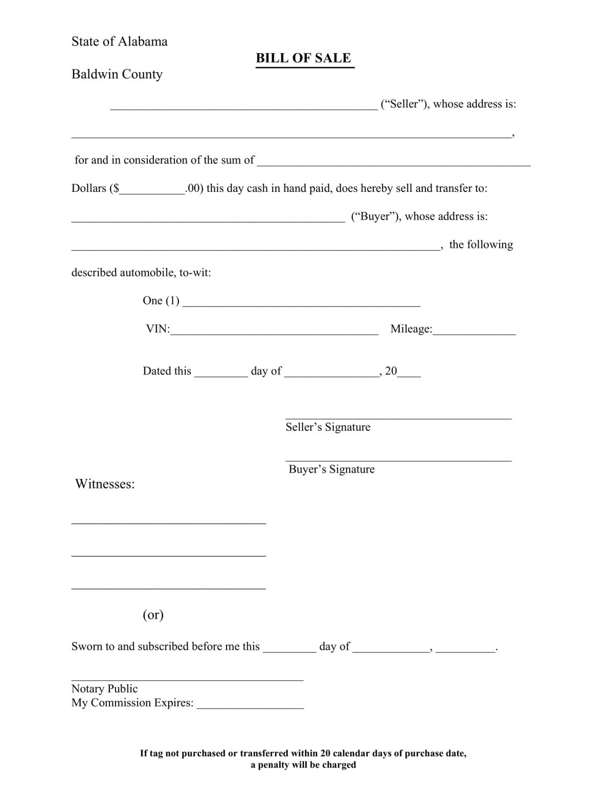 Free Fillable Alabama Bill Of Sale Form PDF Templates