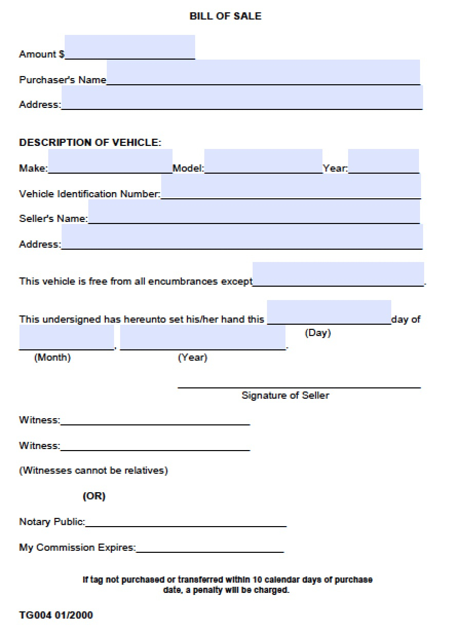 Free Madison County Alabama Bill Of Sale Form PDF 