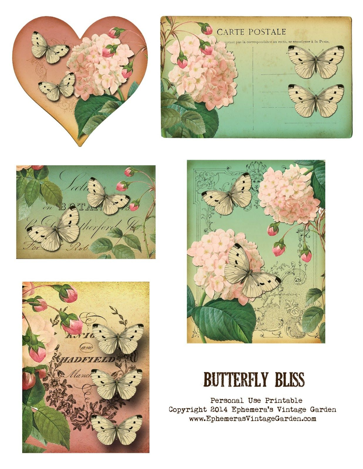Free Printable Butterfly Ephemera Cards Butterfly 