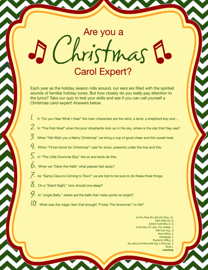 Free Printable Christmas Carol Quiz American Greetings