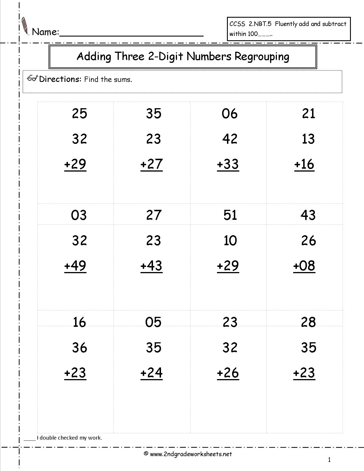 Free Printable Two Digit Addition Worksheets Free Printable