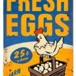 Fresh Eggs Food And Drink Vintage Metal Sign Victory