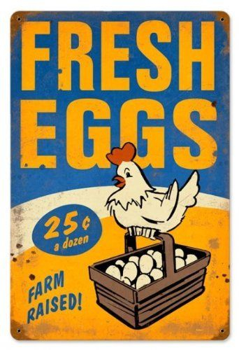 Fresh Eggs Food And Drink Vintage Metal Sign Victory 