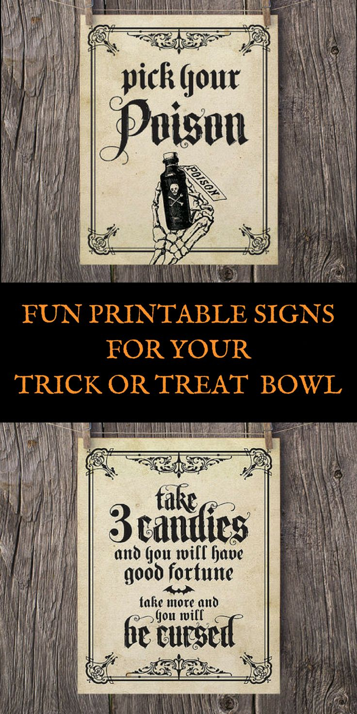 Fun Printable Signs For Your Halloween Candy Bowl 