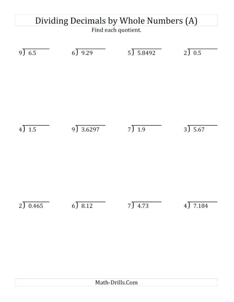 Grade 7 Long Division With Decimals Worksheets Askworksheet