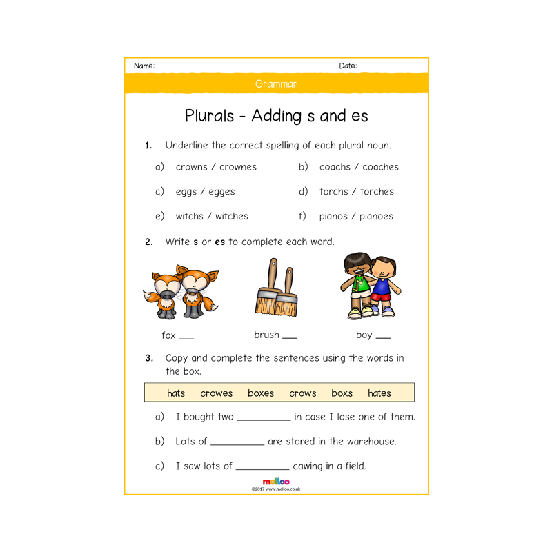 Grammar Y1 Worksheets English KS1 Melloo