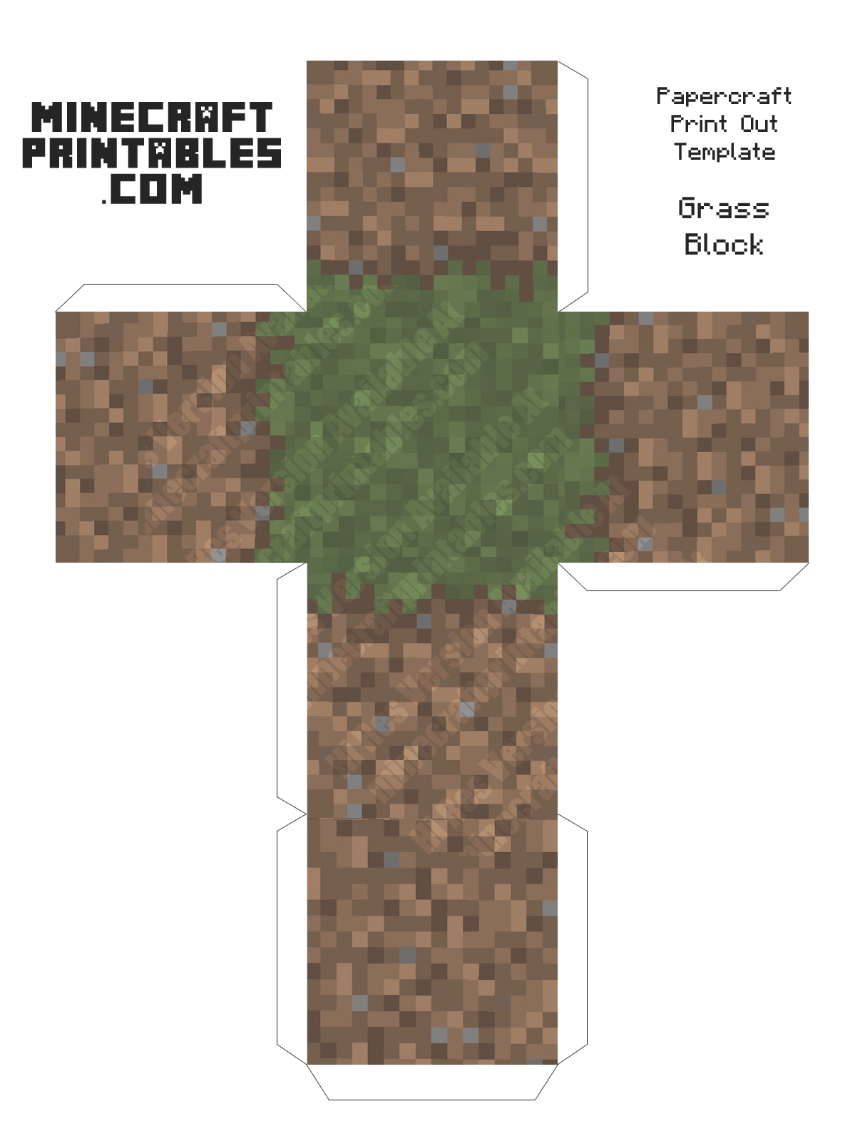 Grass Block Minecraft Grass Block Printable Papercraft Grass Block Minecraft Grass Block Printable Papercraft