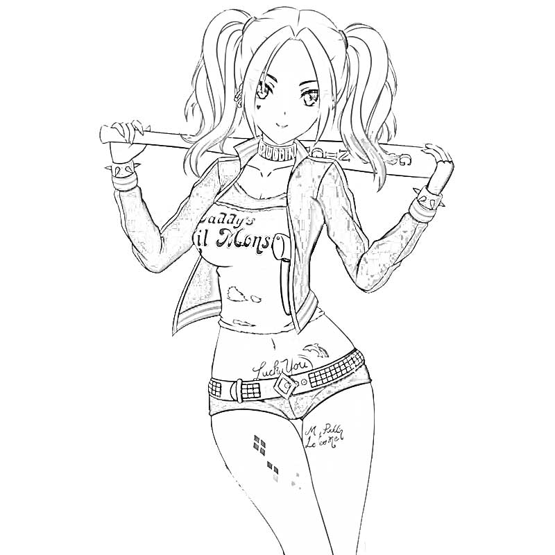 Harley Quinn Coloring Pages To Download And Print For Free