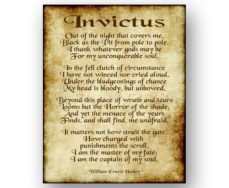 Inspiration Invictus Poem William Ernest Henley Poems