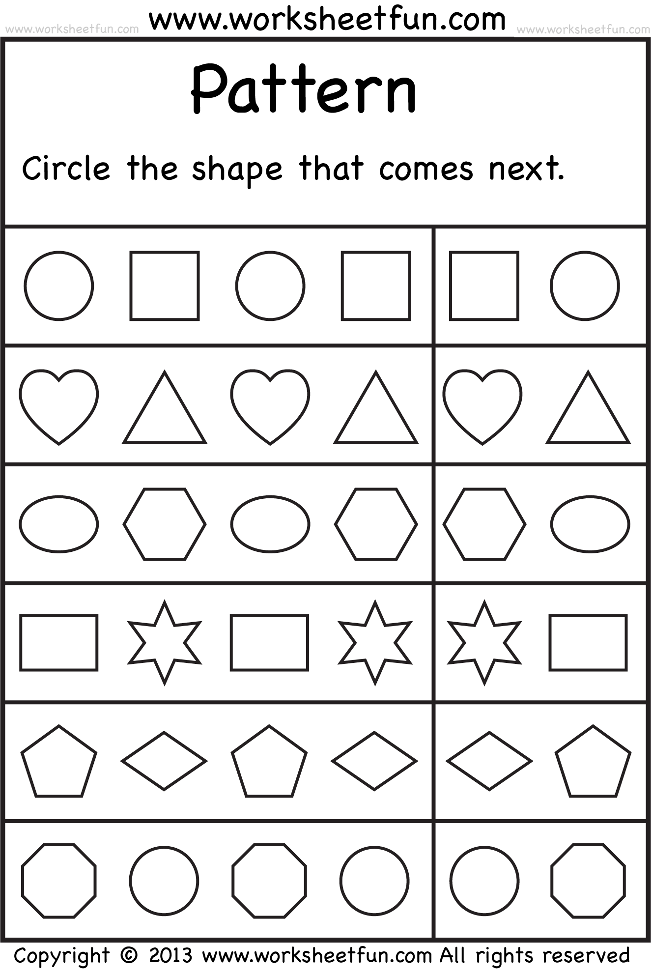 Kindergarten Worksheet Pattern Worksheets For 
