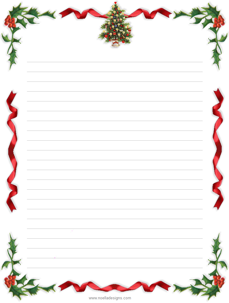 Lined Stationery 4 Free Printable Stationery Christmas 