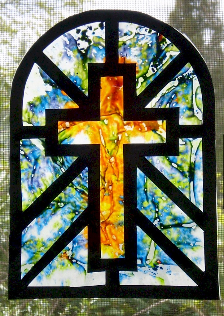 Melted Crayon Stained Glass Cross Suncatcher Fun Family 