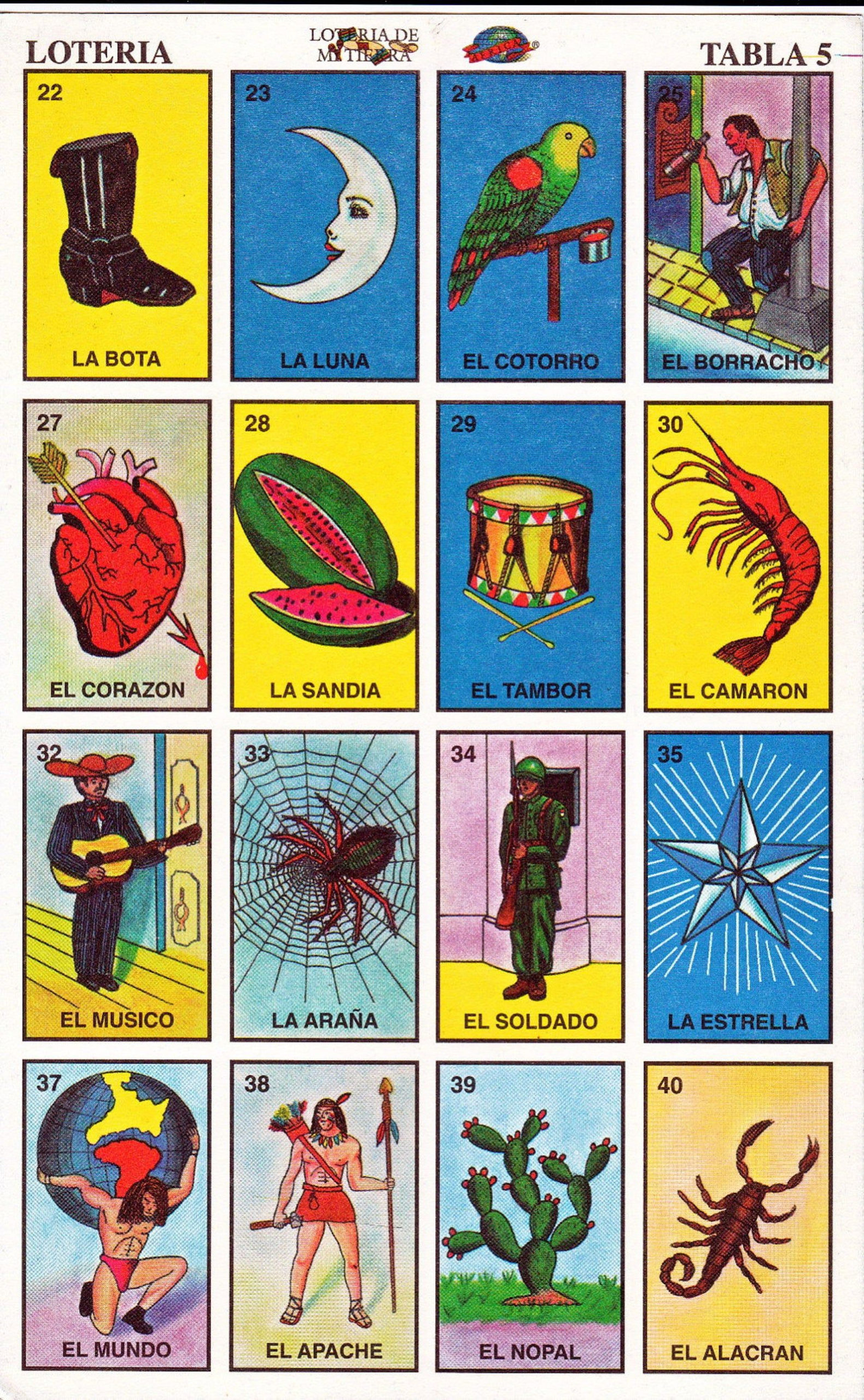 Mexican Loteria Cards The Complete Set Of 10 Tablas Etsy 
