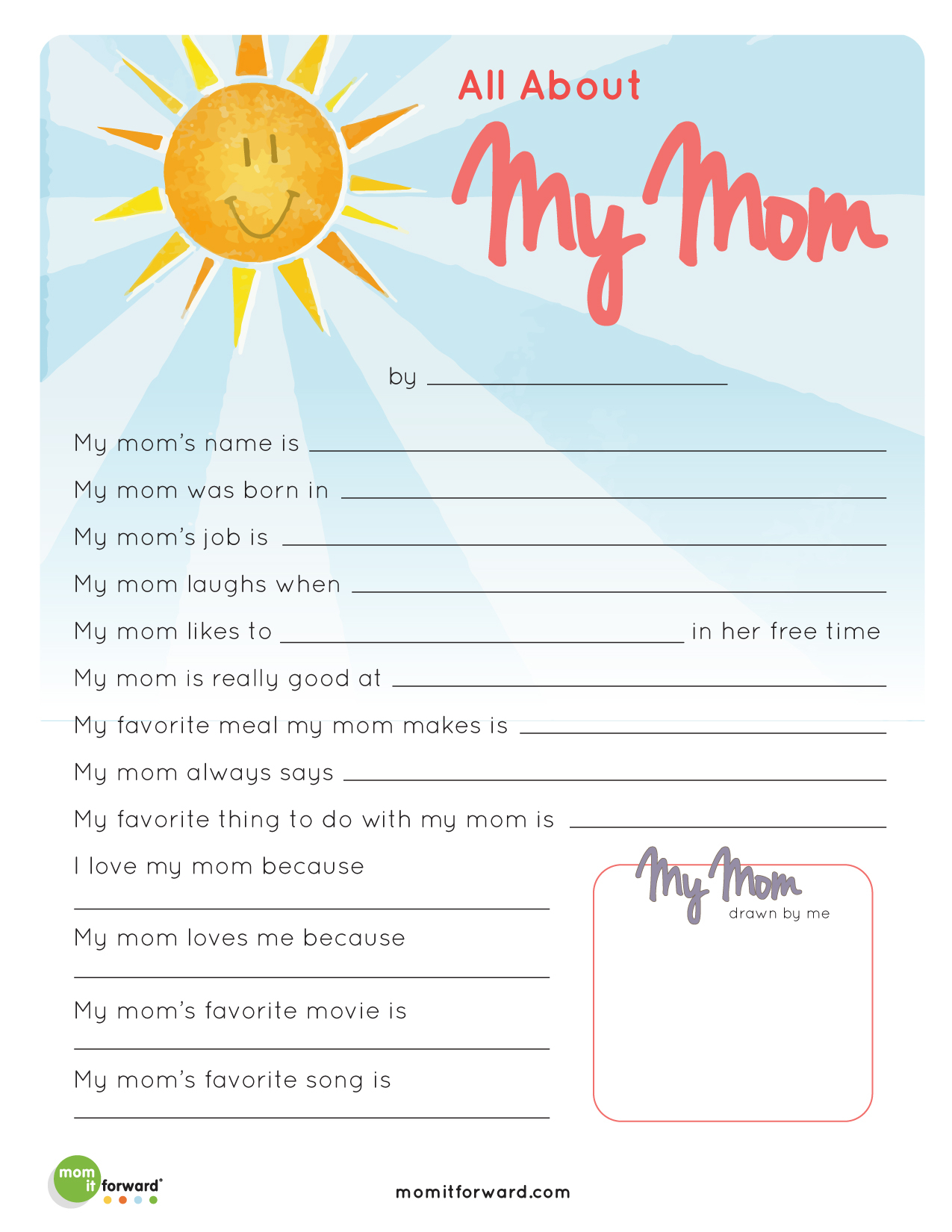 Mother s Day All About My Mom Printable Mom It 