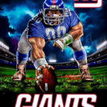 New York Giants Ferocious Football NFL Theme Art Poster