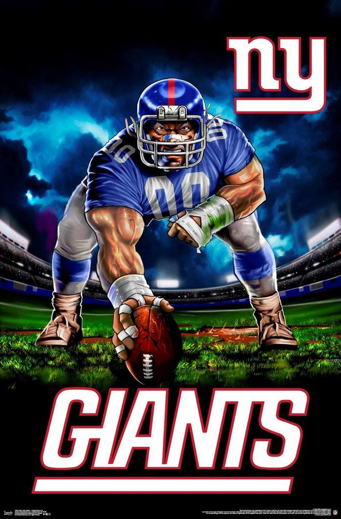 New York Giants Ferocious Football NFL Theme Art Poster 