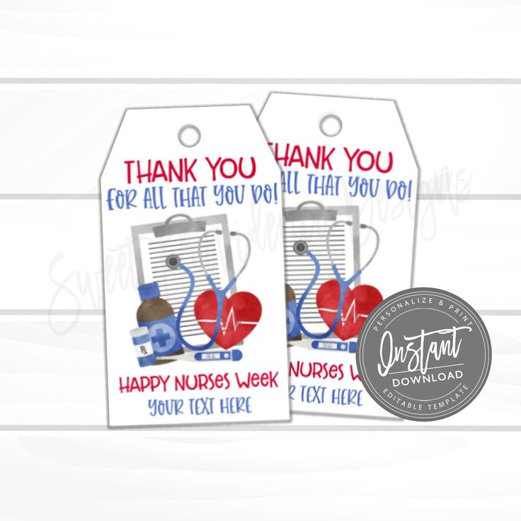 Nurse Appreciation Gift Tag Thank You Favor Tag Template 