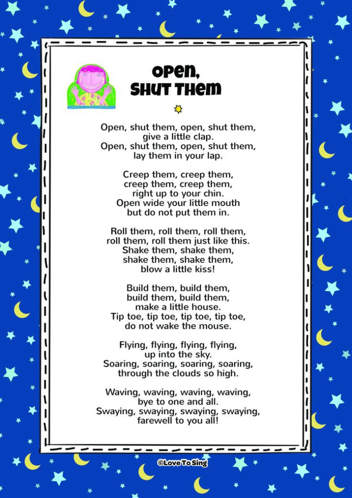 Open Shut Them Song FREE Video Song Lyrics Activities 