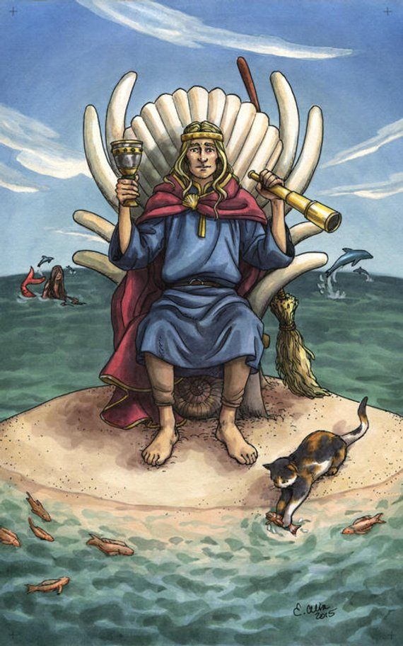 Original Painting King Of Cups Everyday Witch Tarot 