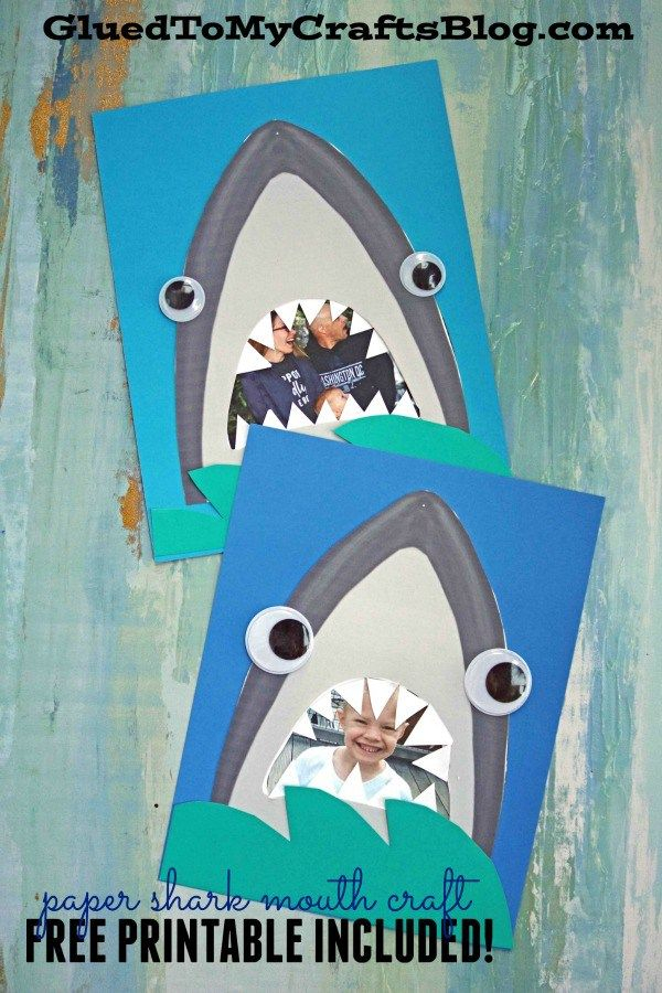 Paper Shark Mouth Picture Frame Kid Craft W free 