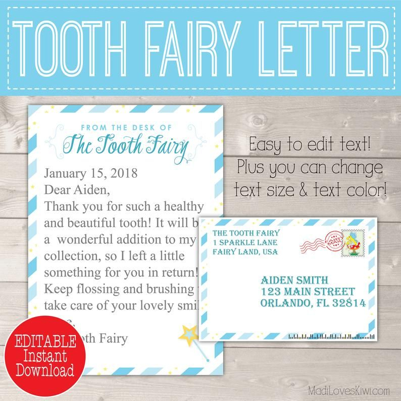 Personalized Tooth Fairy Letter Kit Boy Printable Download 