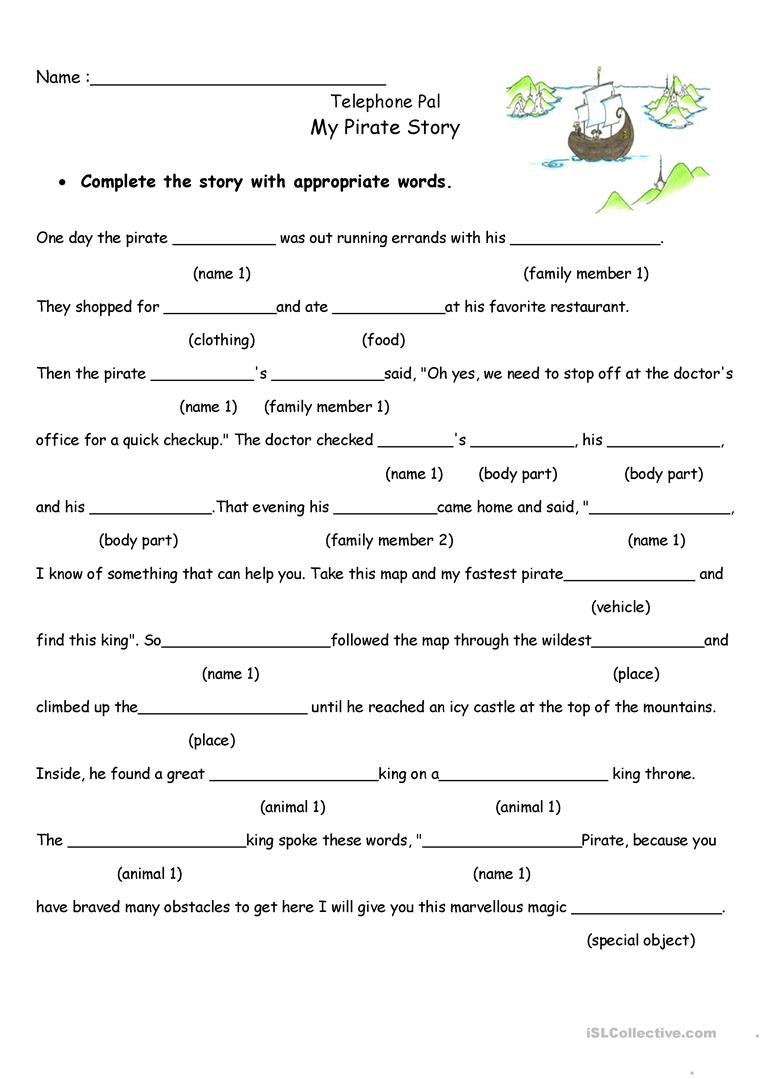 Pirate Story Worksheet Free ESL Printable Worksheets 