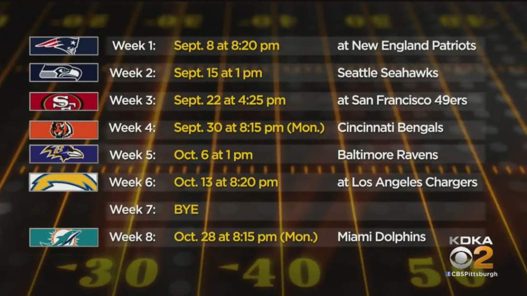 Pittsburgh Steelers Regular Season Schedule