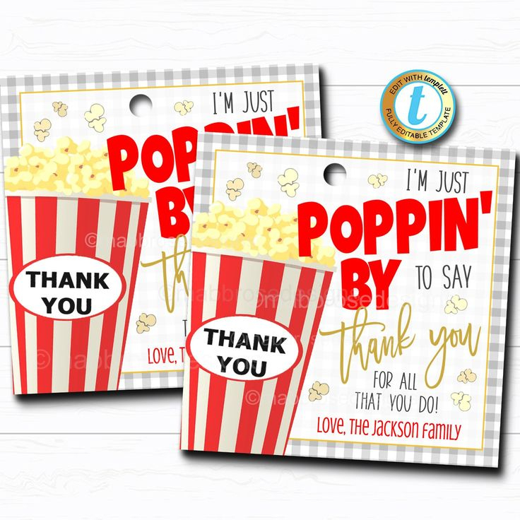 Popcorn Gift Tag Volunteer Teacher Staff Employee School 