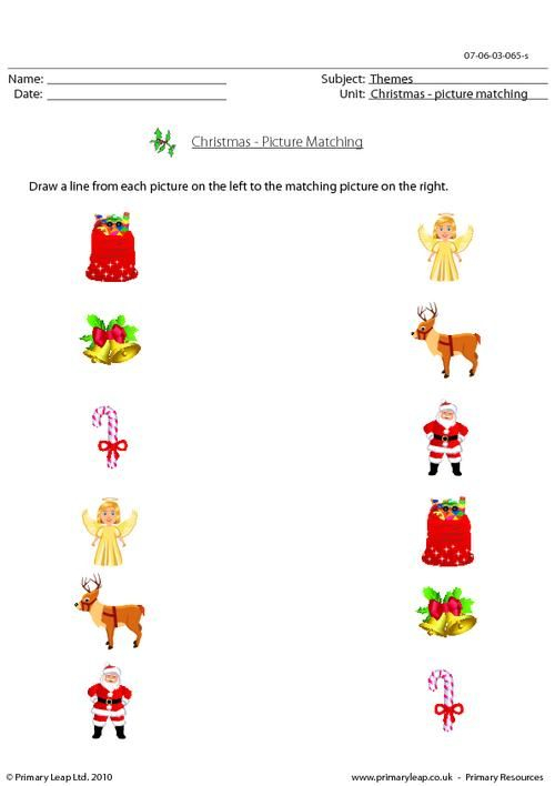 PrimaryLeap co uk Christmas Picture Matching Worksheet 