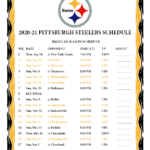 Printable 2020 2021 Pittsburgh Steelers Schedule With Free
