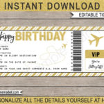 Printable Boarding Pass Template Surprise Trip Reveal
