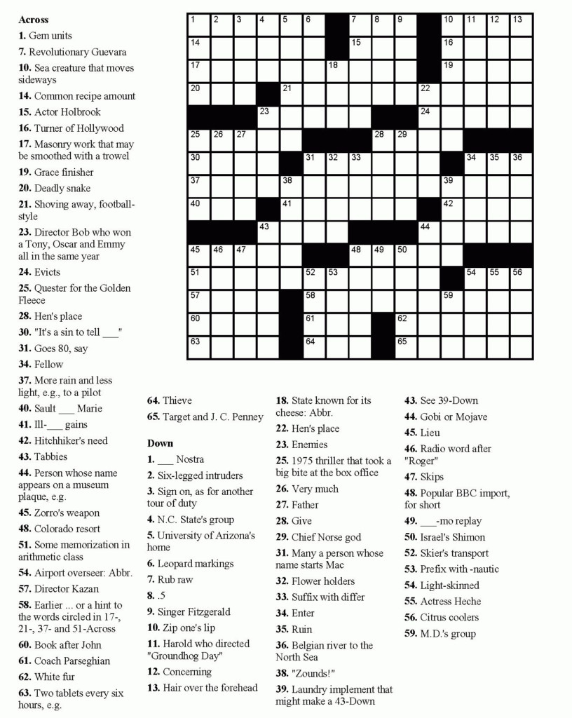 Printable Crossword Puzzles South Africa Printable 