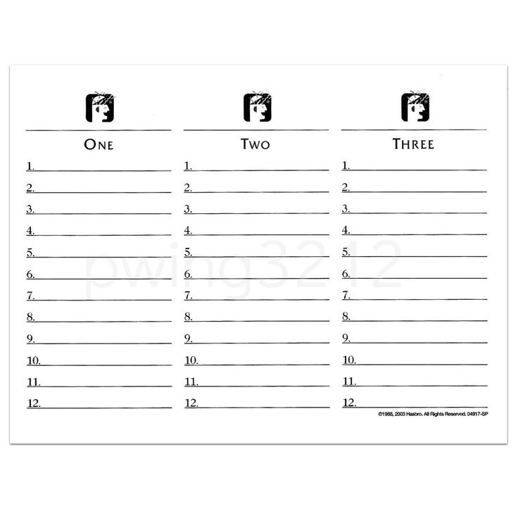 Printable Printable Blank Scattergories Answer Sheets 