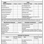 Printable Yearly Itemized Tax Deduction Worksheet Fill